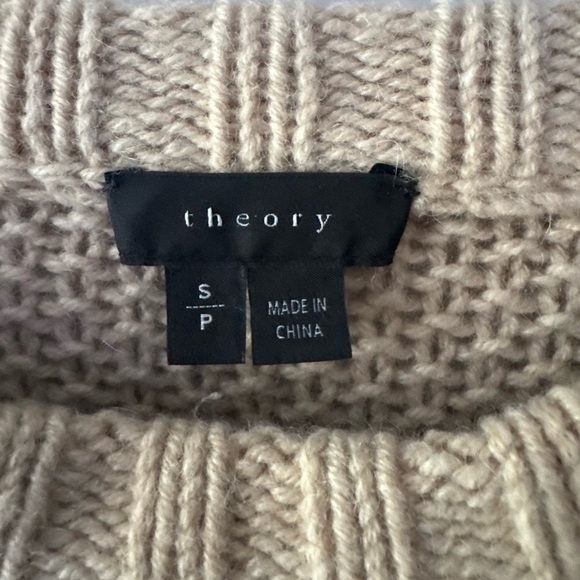 THEORY Innis Aria Alpaca Wool Blend Chunky Cable Braided Beige Sweater S - Picture 5 of 6